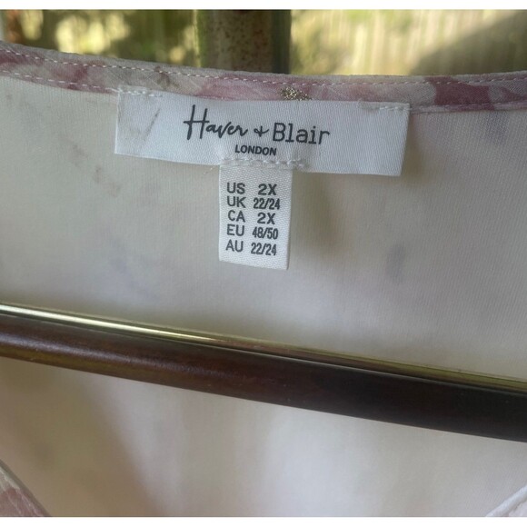 Haver & Blair London 2X  tiered skirt pink floral wedding guest party date night - Picture 7 of 8